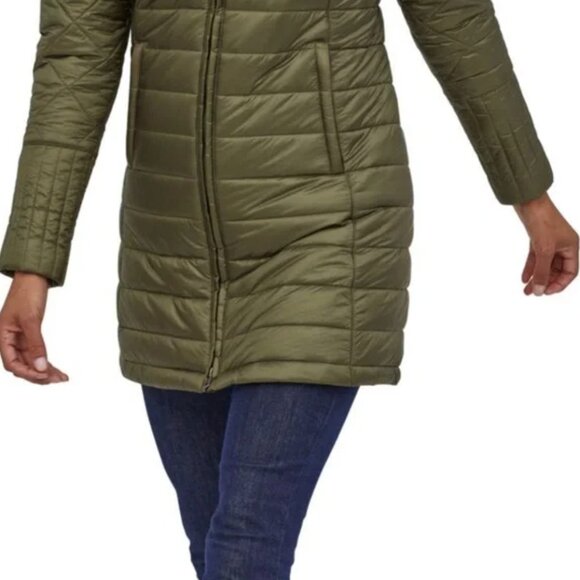Patagonia Women's Radalie Long Olive Green Puffer Full Zip Quilted Jacket XS - Picture 2 of 11